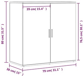 Ντουλάπι Sonoma Δρυς 79x38x80 εκ. Επεξεργασμένο Ξύλο - Καφέ