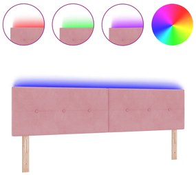 vidaXL LED Κεφαλάρι Με Κουμπιά Ροζ 90 εκ Βελούδο
