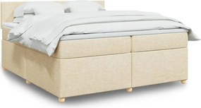 vidaXL Κρεβάτι Boxspring με Στρώμα Κρεμ 200x200 εκ. Υφασμάτινο