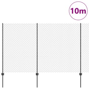 vidaXL Φράχτης αλυσίδας  με 20 U Posts Γκρι 1.5x10 μ Ατσάλι