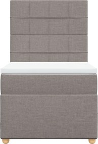 vidaXL Κρεβάτι Boxspring με Στρώμα Taupe 90x200 εκ. Υφασμάτινο