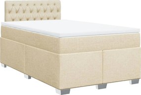 vidaXL Κρεβάτι Boxspring με Στρώμα Κρεμ 120x200 εκ. Υφασμάτινο