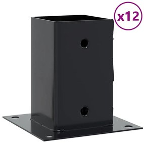 vidaXL Βάσεις στύλων τετράγωνες 12 τεμάχια Χάλυβας με επικάλυψη σκόνης
