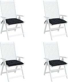 vidaXL Μαξιλάρια Καρέκλας 4 τεμ. Μαύρο Καρό 50 x 50 x 7 εκ. Υφασμάτινα