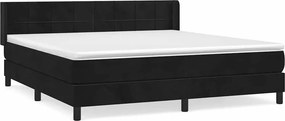 vidaXL Κρεβάτι Boxspring με Στρώμα Μαύρο 180x200 εκ. Βελούδινο