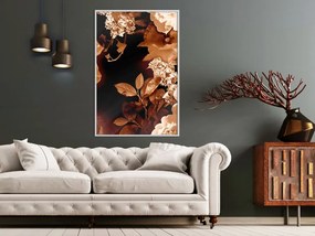 Αφίσα - Flower Decoration in Sepia - 30x45 - Χρυσό - Με πασπαρτού