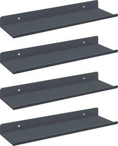 vidaXL Πλωτό ράφι Επιτοίχιο 4 pcs Ανθρακί 30 x 9 x 2,5 εκ Ατσάλι