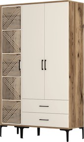 Τριφυλλη Ντουλαπα Καρυδια/Κρεμ SOLANO 47.5x120x201.4