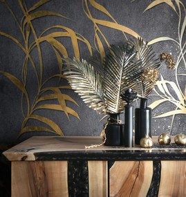 Ταπετσαρία τοίχου Floral Μεταλλικό Μαύρο-Χρυσό 34289 0,53x10.05m