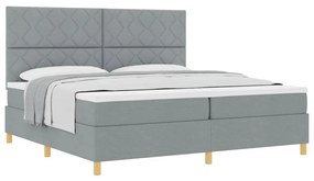 vidaXL Κρεβάτι με ελατήρια Ανοιχτό γκρι 200 x 200 cm ύφασμα