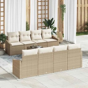 vidaXL Σετ Καναπέ Κήπου με μαξιλάρι 9 pcs Μπεζ, Κρέμα 55 x 55 x 37 εκ