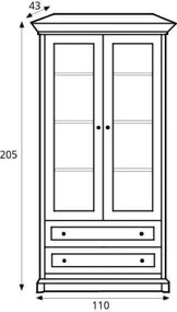 Βιτρίνα Boston C119, Καστανό, Με συρτάρια, Με πόρτες, Ο αριθμός των θυρών: 2, Αριθμός συρταριών: 2, 205x110x43cm, 76 kg | Epipla1.gr