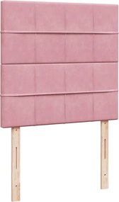 vidaXL Κρεβάτι Boxspring με Στρώμα Ροζ 90x200 εκ. Βελούδινο
