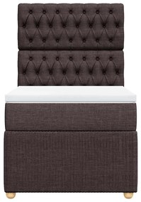 vidaXL Κρεβάτι Boxspring με Στρώμα Σκούρο Καφέ 100x200 εκ. Υφασμάτινο