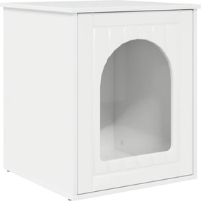 vidaXL Σπίτι Γάτας Λαμπερό Λευκό 53 x 52 x 62 εκ Επεξεργασμένο ξύλο