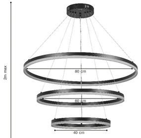 Κρεμαστό φωτιστικό LED 100W 3CCT (by switch on base) D:60cm (6095-A-Golden) - 6095-A-Golden
