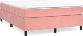 vidaXL Κρεβάτι Boxspring με Στρώμα Ροζ 140x200 εκ. Βελούδινο