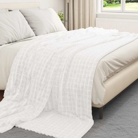 vidaXL Κουβέρτα Λευκό 240 x 220 cm Μαλλί