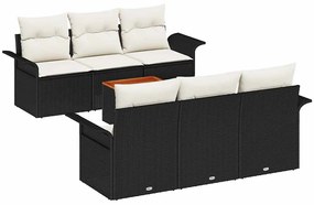 vidaXL Σετ Καναπέ Κήπου με μαξιλάρι 7 pcs Μαύρο, Κρέμα 55 x 55 x 37 εκ