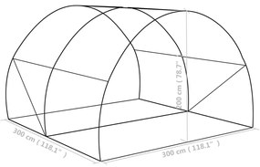 Θερμοκήπιο 9 μ² 300 x 300 x 200 εκ. - Πράσινο