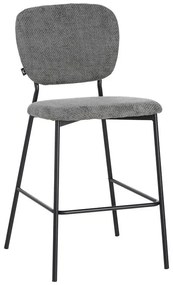 Σκαμπό μπαρ Cathair ύφασμα μπουκλέ γκρι και μαύρα μεταλλικά πόδια 48x54x100 εκ. 2αδα 48x54x100 εκ.