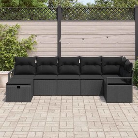 vidaXL Σετ Καναπέ με μαξιλάρι 7 pcs Μαύρο συνθετικό ρατάν