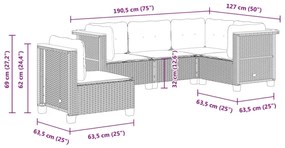 vidaXL Σαλόνι Κήπου 5 Τεμαχίων Γκρι από Συνθετικό Ρατάν με Μαξιλάρια