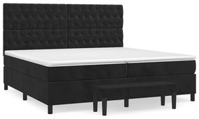 vidaXL Κρεβάτι Boxspring με Στρώμα Μαύρο 200x200 εκ. Βελούδινο