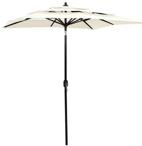 vidaXL Ομπρέλα Κήπου 3 Επιπέδων Λευκό της Άμμου 2x2μ. Ιστό Αλουμινίου