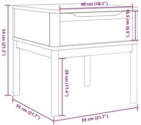 Τραπεζάκι FLORO Καφέ 55x55x54 εκ. από Μασίφ Ξύλο Πεύκου - Καφέ