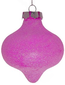 Χριστουγεννιάτικη Μπάλα Σβούρα Φούξια Glitter Deluxe 8cm 53116-3