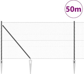 vidaXL Εξωτερική εξάγωνη περίφραξη με στήλη 50 x 1 m Γκρι Δίχτυ