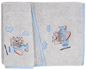 Πετσέτες Βρεφικές 8851 (Σετ 2τμχ) Grey-Blue Greenwich Polo Club Towels Set 70x130cm 100% Βαμβάκι