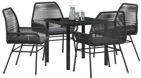 vidaXL Σέτ φαγητού για κήπο 5 pcs Μαύρο συνθετικό ρατάν