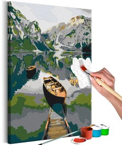 Πίνακας ζωγραφικής με αριθμούς Βάρκα στα βουνά