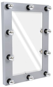 MIRROR-60x90-3 GloboStar® MAKEUP MIRROR-60x90-3 Μοντέρνος Καθρέπτης Μακιγιάζ με Πλαίσιο Φυσικού Ξύλου με Διακόπτη On/Off 10 x E27 AC220-240V - Μ60 x Π7 x Υ90cm - Γκρι Τσιμέντου