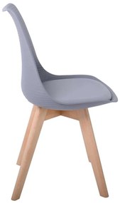 Καρέκλα MARTIN STRIPE Ξύλινο πόδι / PP Γκρι 49x56x82cm (Σετ 4 ΤΕΜ)