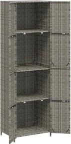 vidaXL Ντουλάπι Αποθήκευσης Κήπου Γκρι 59x40x180 εκ. από Συνθ. Ρατάν