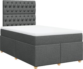 vidaXL Κρεβάτι Boxspring με Στρώμα Σκούρο Γκρι 120x200 εκ. Υφασμάτινο