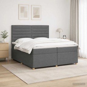 vidaXL Κρεβάτι box spring με στρώμα Σκούρο Γκρι 200 x 200 cm Ύφασμα