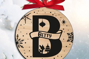 Σετ των 3 Intra απο ξύλο plywood 3mm-4mm πάχος Χριστουγεννιάτικο γράμμα Β Μονόγραμμα Στολίδι Δίασταση 8x8 cm INTRAFABR-109108443