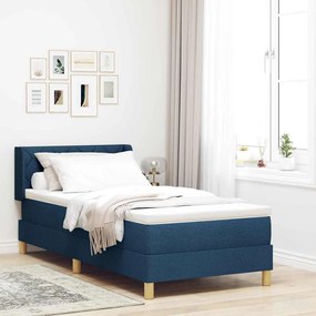 vidaXL Κρεβάτι με ελατήρια με στρώμα Μπλε 190 x 90 cm Πολυεστέρας