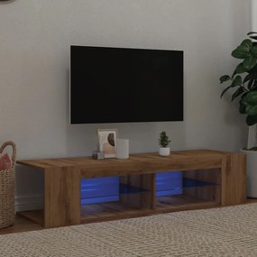 Έπιπλο Τηλεόρασης με LED Αρτισιανή Δρυς 135x39x30 εκ Επεξ.Ξύλο - Βιοτεχνική δρυς