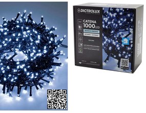 1000 LED Εσωτ. &amp; Εξωτ. Χώρου Με 8 Προγράμματα Και Μετασχηματιστή Ψυχρό Λευκό Φως Πράσινο Καλώδιο Μη Επεκτεινόμενο IP44 31V 22m