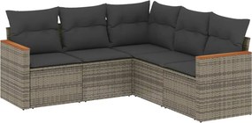 vidaXL Patio Sofa Set 5-θέσια Grey