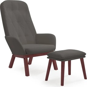 vidaXL Πολυθρόνα Relax με Υποπόδιο Σκούρο Γκρι Βελούδινη