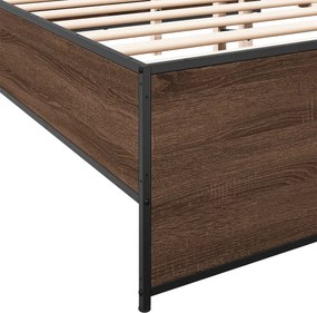 vidaXL Πλαίσιο Κρεβατιού Καφέ Δρυς 140x200 εκ. Επεξ. Ξύλο &amp; Μέταλλο