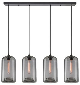 Φωτιστικό Οροφής - Ράγα Feint 77-8784 92x18x300cm 4xE27 60W Black-Smoke Homelighting