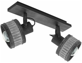 Φωτιστικό Οροφής - Σποτ 43445 Turrock 2/E27 Πατίνα Black-Grey Eglo Metal,Wood