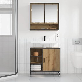 vidaXL Ντουλάπα Νιπτήρα Mπάνιου με ράφι artisan δρυς 65 x 33 x 60 εκ